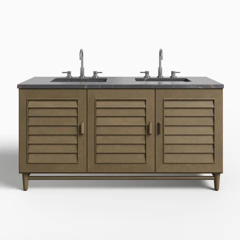 Trisha 60" Double Vanity in Whitewashed Walnut with 3 cm Parisien Bleu Quartz Top