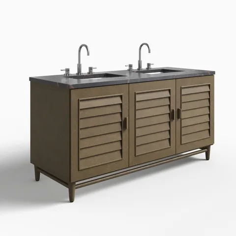 Trisha 60" Double Vanity in Whitewashed Walnut with 3 cm Parisien Bleu Quartz Top