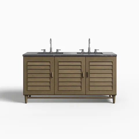 Trisha 60" Double Vanity in Whitewashed Walnut with 3 cm Parisien Bleu Quartz Top