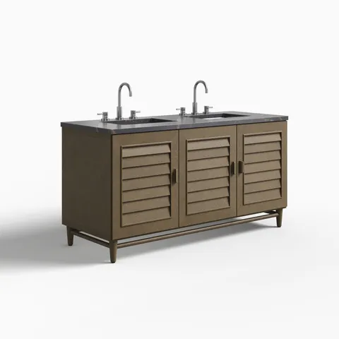 Trisha 60" Double Vanity in Whitewashed Walnut with 3 cm Parisien Bleu Quartz Top