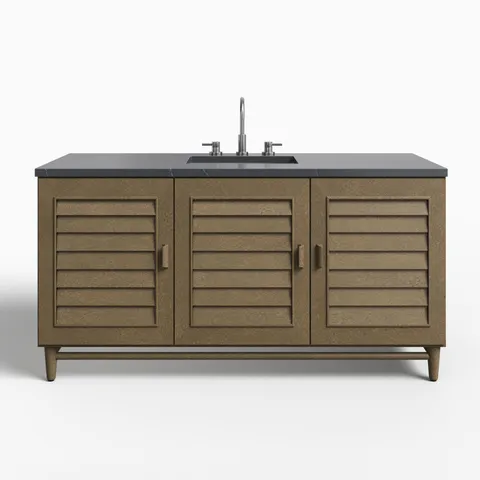 Trisha 60" Single Vanity in Whitewashed Walnut with 3 cm Charcoal Soapstone Quartz Top