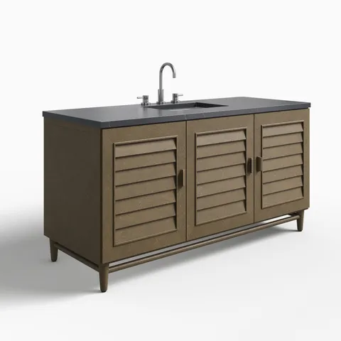 Trisha 60" Single Vanity in Whitewashed Walnut with 3 cm Charcoal Soapstone Quartz Top