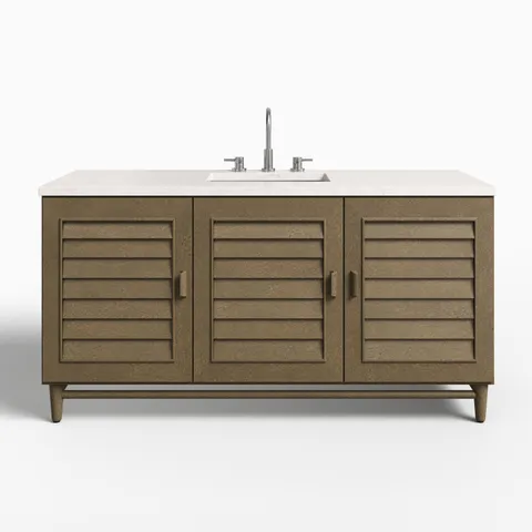 Trisha 60" Single Vanity in Whitewashed Walnut with 3 cm Eternal Jasmine Pearl Quartz Top