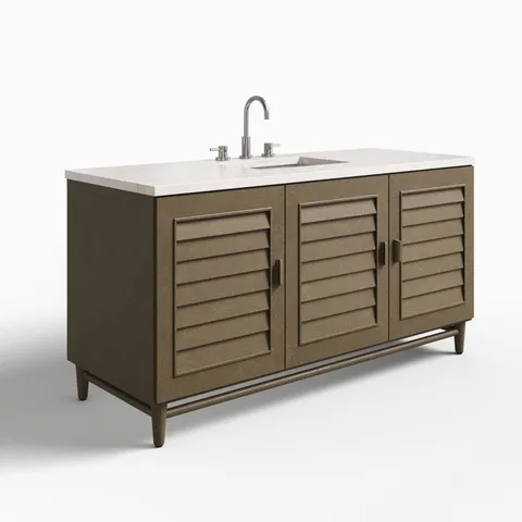 Trisha 60" Single Vanity in Whitewashed Walnut with 3 cm Eternal Jasmine Pearl Quartz Top