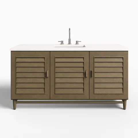 Trisha 60" Single Vanity in Whitewashed Walnut with 3 cm Lime Delight Quartz Top