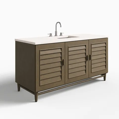 Trisha 60" Single Vanity in Whitewashed Walnut with 3 cm Lime Delight Quartz Top