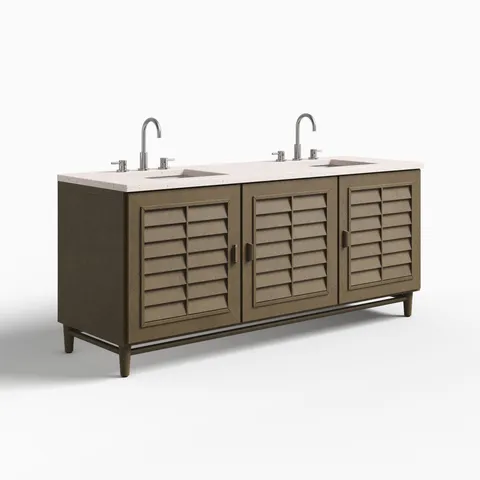 Trisha 72" Double Vanity in Whitewashed Walnut with 3 cm Lime Delight Quartz Top