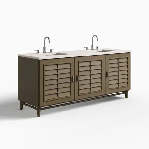 Trisha 72" Double Vanity in Whitewashed Walnut with 3 cm Victorian Silver Quartz Top