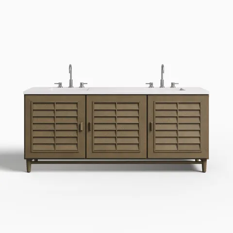 Trisha 72" Double Vanity in Whitewashed Walnut with 3 cm White Zeus Quartz Top