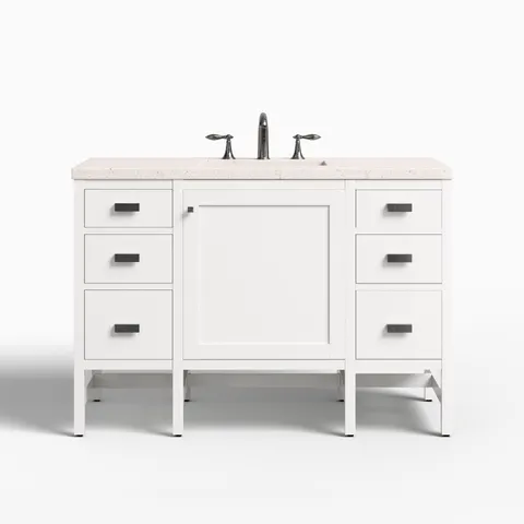 Mae 48" Single Vanity in Glossy White with 3 cm Lime Delight Quartz Top