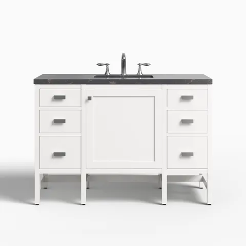 Mae 48" Single Vanity in Glossy White with 3 cm Parisien Bleu Quartz Top