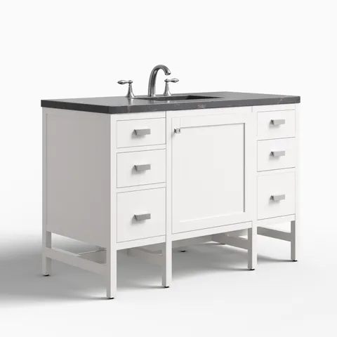 Mae 48" Single Vanity in Glossy White with 3 cm Parisien Bleu Quartz Top
