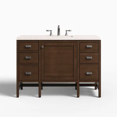 Mae 48" Single Vanity in Mid-Century Acacia with 3 cm Lime Delight Quartz Top