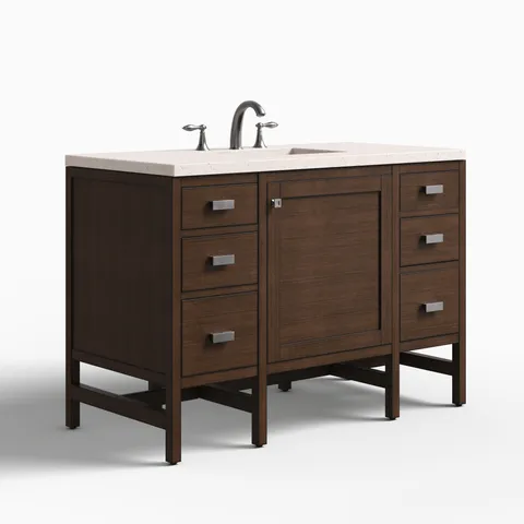 Mae 48" Single Vanity in Mid-Century Acacia with 3 cm Lime Delight Quartz Top