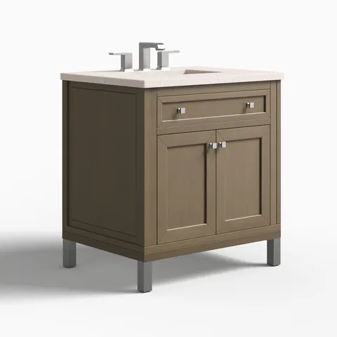 Janelle 30" Single Vanity in Walnut Whisper with 3 cm Lime Delight Silestone Top