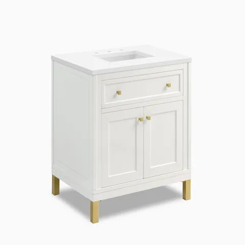 Janelle 30" Single Vanity in Glossy White with 3 cm White Zeus Silestone Top
