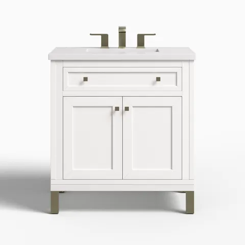 Janelle 30" Single Vanity in Glossy White with 3 cm White Zeus Silestone Top
