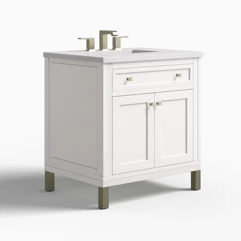 Janelle 30" Single Vanity in Glossy White with 3 cm White Zeus Silestone Top