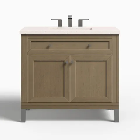 Janelle 36" Single Vanity in Walnut Whisper with 3 cm Lime Delight Silestone Top