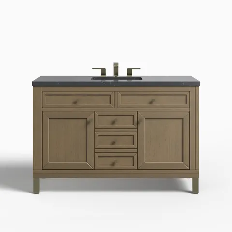 Janelle 48" Single Vanity in Walnut Whisper with 3 cm Charcoal Soapstone Silestone Top