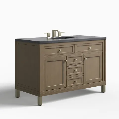 Janelle 48" Single Vanity in Walnut Whisper with 3 cm Charcoal Soapstone Silestone Top