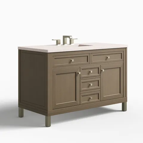 Janelle 48" Single Vanity in Walnut Whisper with 3 cm Lime Delight Silestone Top