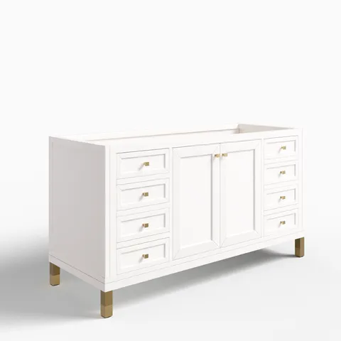 Janelle 60" Double Vanity Cabinet in Glossy White