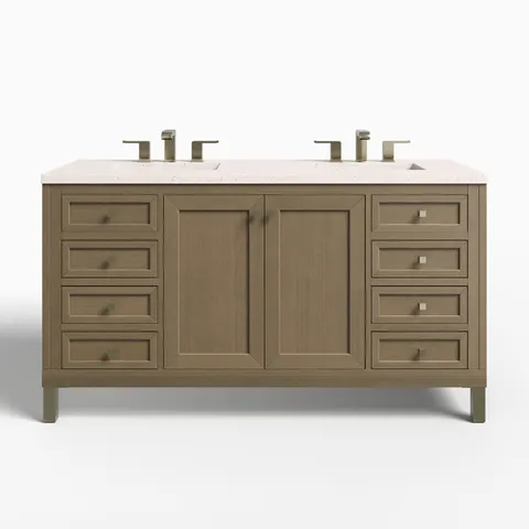 Janelle 60" Double Vanity in Walnut Whisper with 3 cm Lime Delight Silestone Top
