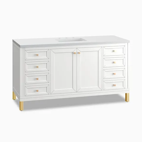 Janelle 60" Single Vanity in Glossy White with 3 cm White Zeus Silestone Top