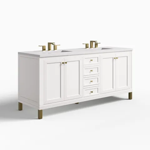 Janelle 72" Double Vanity in Glossy White with 3 cm White Zeus Silestone Top