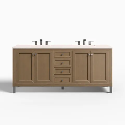 Janelle 72" Double Vanity in Walnut Whisper with 3 cm Lime Delight Silestone Top