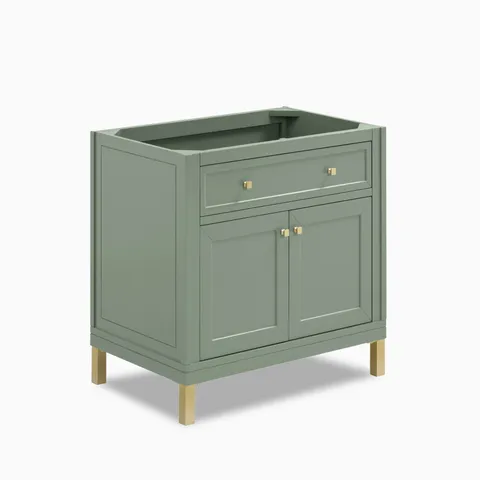 Janelle 36" Single Vanity in Smokey Celadon with 3 cm White Zeus Silestone Top