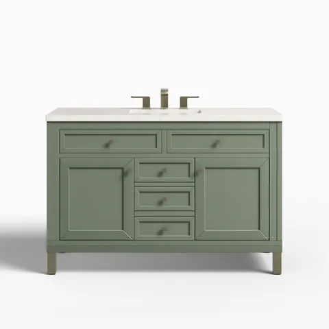 Janelle 48" Single Vanity in Smokey Celadon with 3 cm Eternal Jasmine Pearl Silestone Top