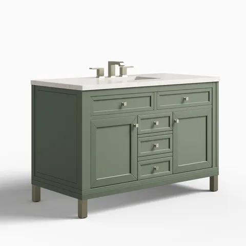 Janelle 48" Single Vanity in Smokey Celadon with 3 cm Eternal Jasmine Pearl Silestone Top