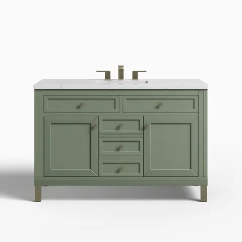 Janelle 48" Single Vanity in Smokey Celadon with 3 cm Ethereal Noctis Silestone Top
