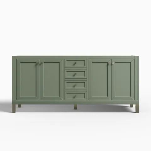 Janelle 72" Double Vanity Cabinet in Smokey Celadon
