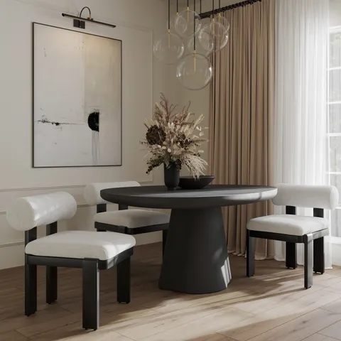 Selena 55" Outdoor Dining Table in Black