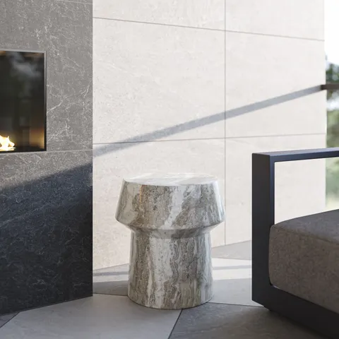 Elise Outdoor End Table in Taupe
