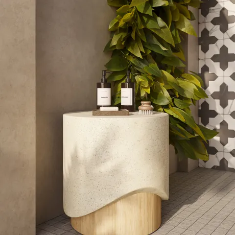 Cassian Outdoor End Table in Cream