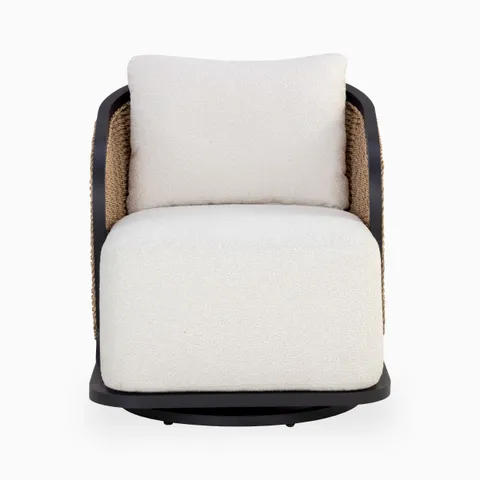 Sabine Outdoor Swivel Chair in Cream