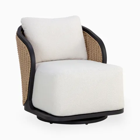 Sabine Outdoor Swivel Chair in Cream