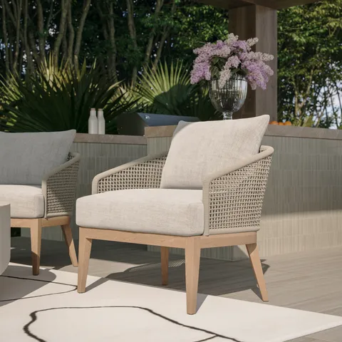 Mateo Outdoor Lounge Chair in Cream