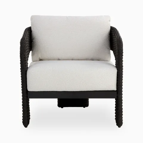 Carden Outdoor Lounge Chair in Black/Cream