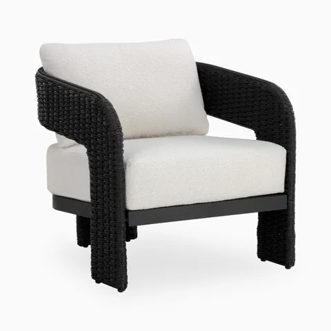 Carden Outdoor Lounge Chair in Black/Cream