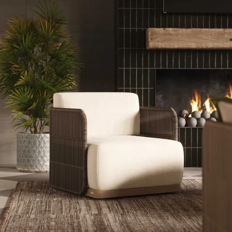 Corvin Outdoor Swivel Chair in Cream