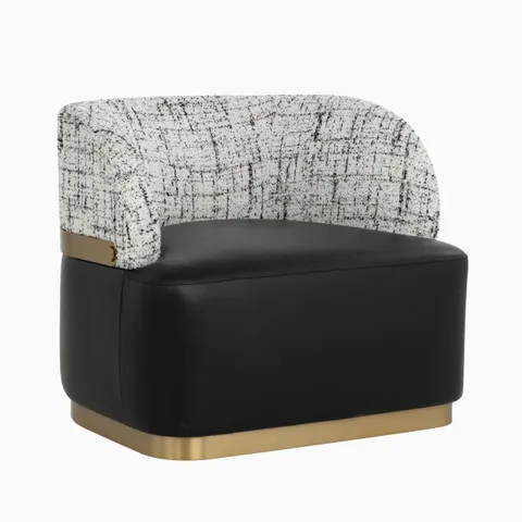 Salvaris Swivel Lounge Chair in Black