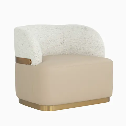 Salvaris Swivel Lounge Chair in Cream