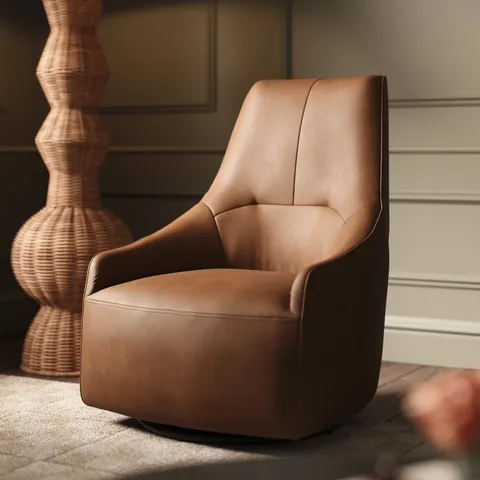 Valerio Swivel Lounge Chair in Brown