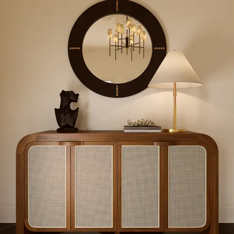 Vionna Round Mirror in Espresso