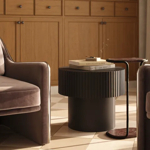Enric Round Side Table in Black